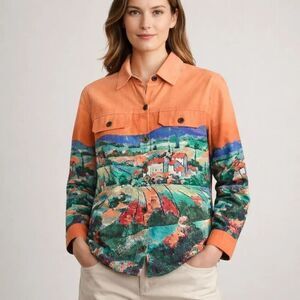Drapers & Damons Scenic Print Cotton Jacket Womens Medium